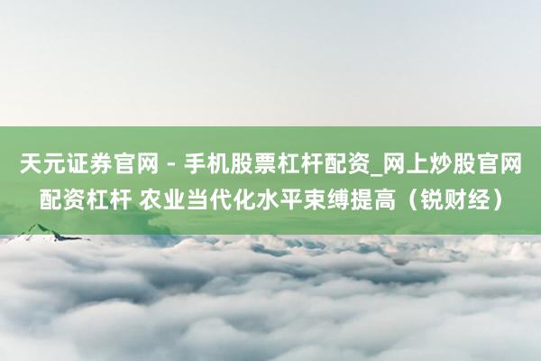 天元证券官网 - 手机股票杠杆配资_网上炒股官网配资杠杆 农业当代化水平束缚提高(锐财经)