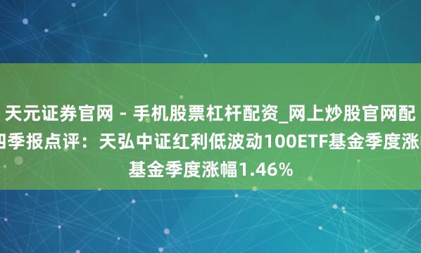 天元证券官网 - 手机股票杠杆配资_网上炒股官网配资杠杆 四季报点评：天弘中证红利低波动100ETF基金季度涨幅1.46%
