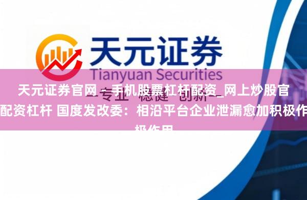 天元证券官网 - 手机股票杠杆配资_网上炒股官网配资杠杆 国度发改委：相沿平台企业泄漏愈加积极作用
