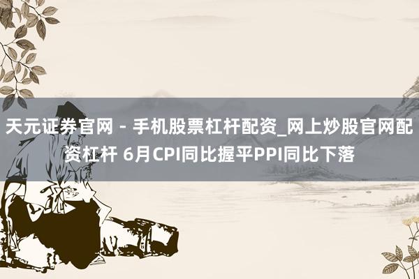 天元证券官网 - 手机股票杠杆配资_网上炒股官网配资杠杆 6月CPI同比握平PPI同比下落