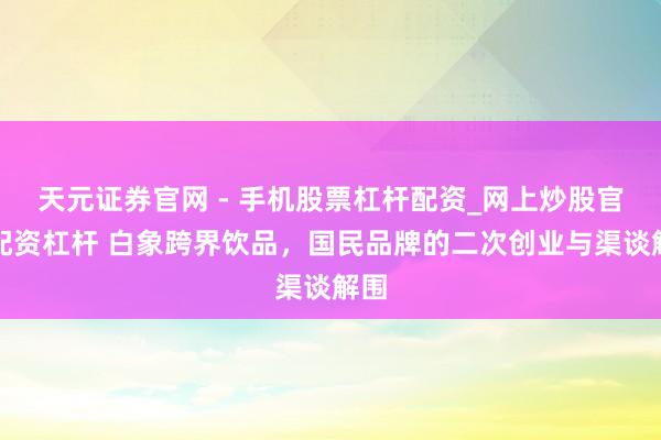 天元证券官网 - 手机股票杠杆配资_网上炒股官网配资杠杆 白象跨界饮品，国民品牌的二次创业与渠谈解围
