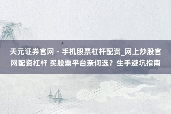 天元证券官网 - 手机股票杠杆配资_网上炒股官网配资杠杆 买股票平台奈何选？生手避坑指南
