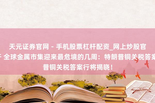 天元证券官网 - 手机股票杠杆配资_网上炒股官网配资杠杆 全球金属市集迎来最危境的几周：特朗普铜关税答案行将揭晓！