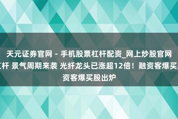 天元证券官网 - 手机股票杠杆配资_网上炒股官网配资杠杆 景气周期来袭 光纤龙头已涨超12倍！融资客爆买股出炉