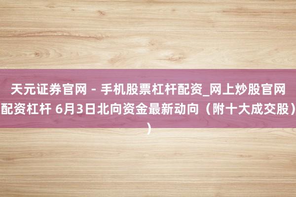 天元证券官网 - 手机股票杠杆配资_网上炒股官网配资杠杆 6月3日北向资金最新动向（附十大成交股）