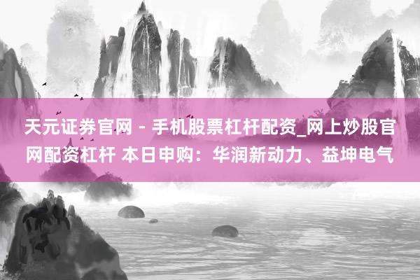 天元证券官网 - 手机股票杠杆配资_网上炒股官网配资杠杆 本日申购：华润新动力、益坤电气